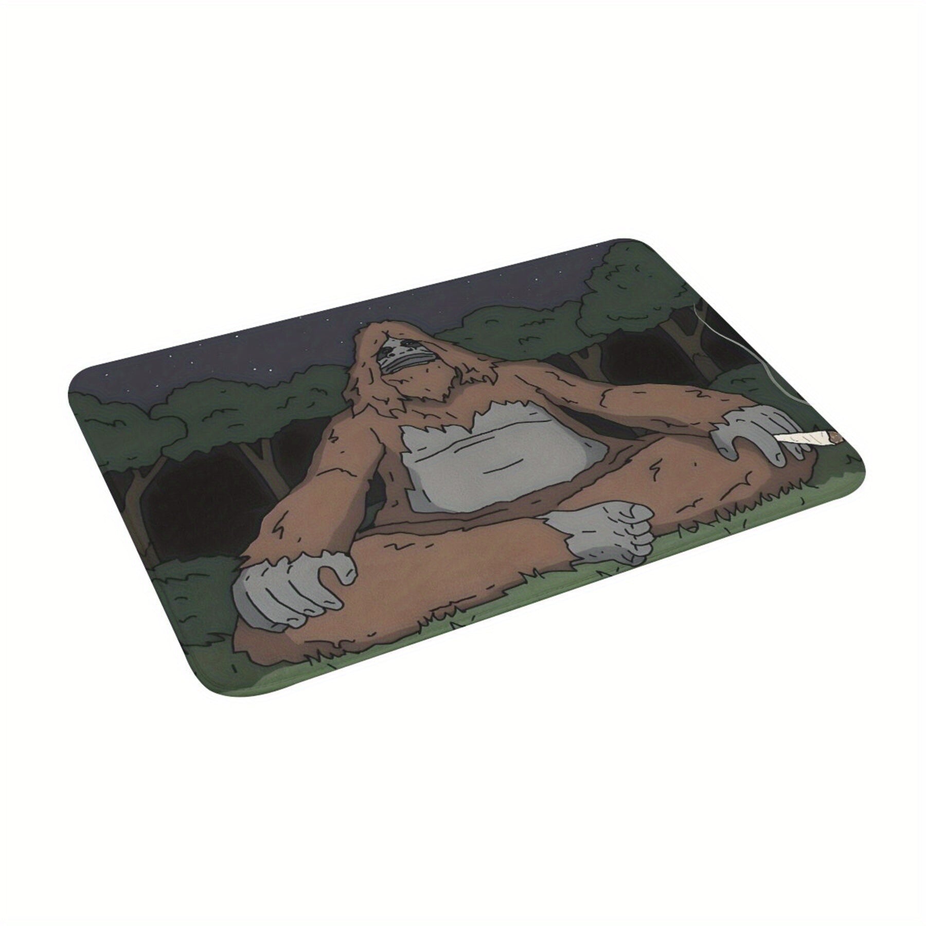 Polyester Doormat with Sassy Sasquatch Non-Slip Indoor Machine Washable