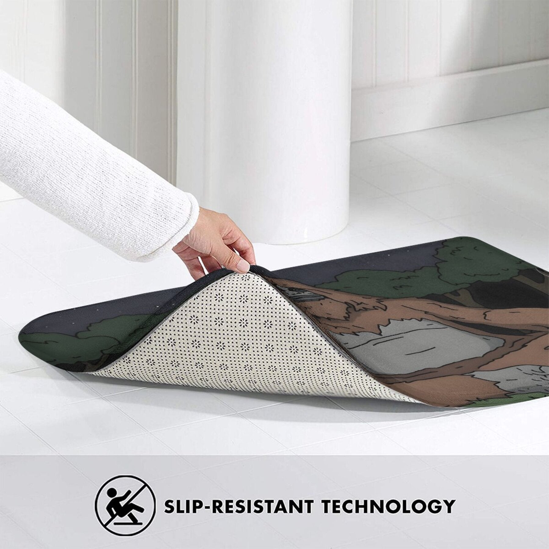 Polyester Doormat with Sassy Sasquatch Non-Slip Indoor Machine Washable