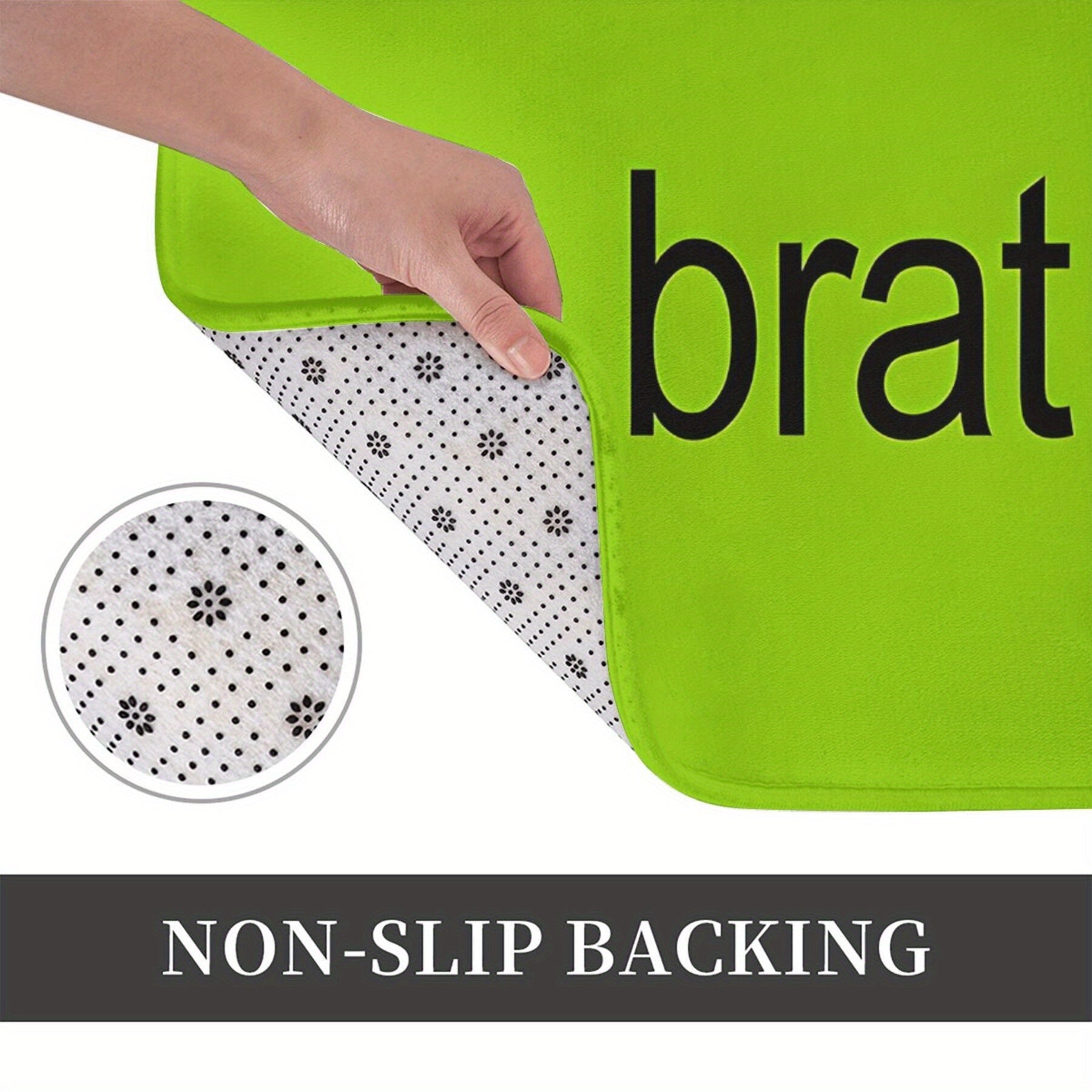 Vibrant Green Non-Slip Doormat for Kitchen Hallway Entrance Polyester Flannel