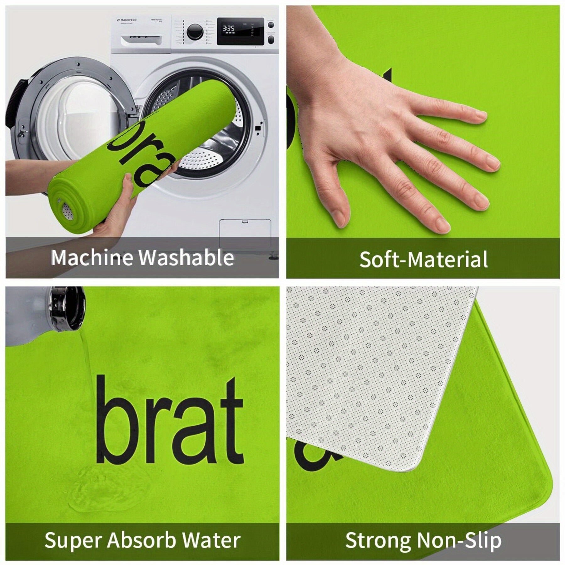 Vibrant Green Non-Slip Doormat for Kitchen Hallway Entrance Polyester Flannel