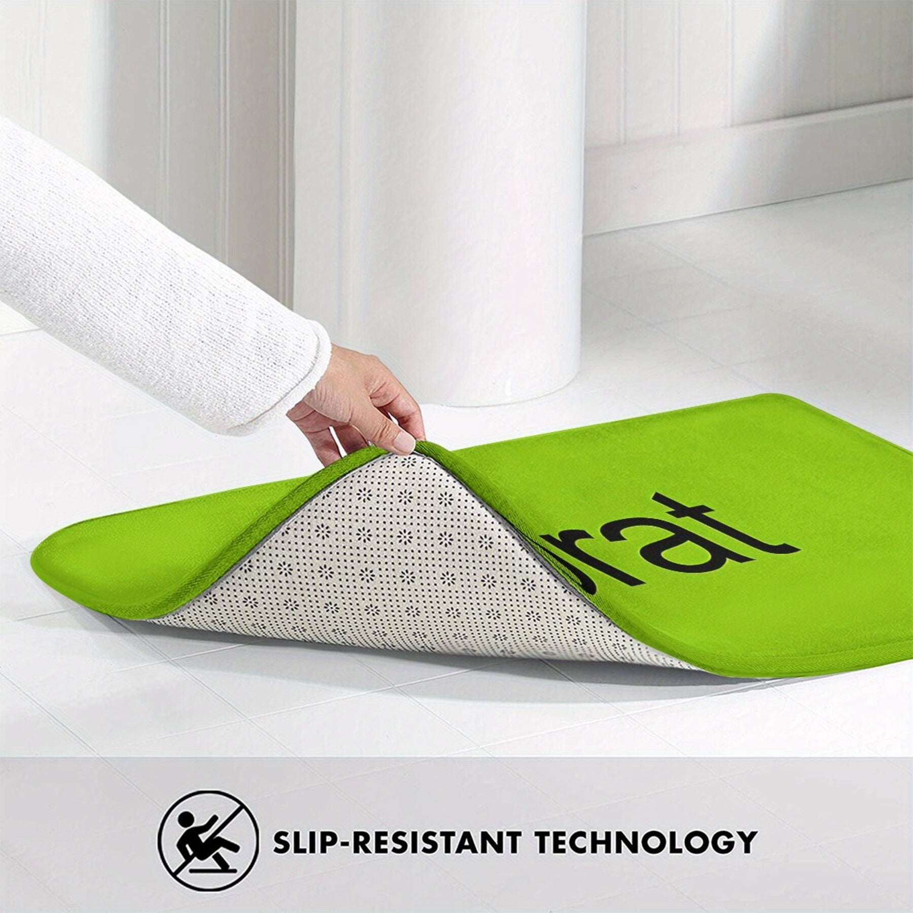 Vibrant Green Non-Slip Doormat for Kitchen Hallway Entrance Polyester Flannel