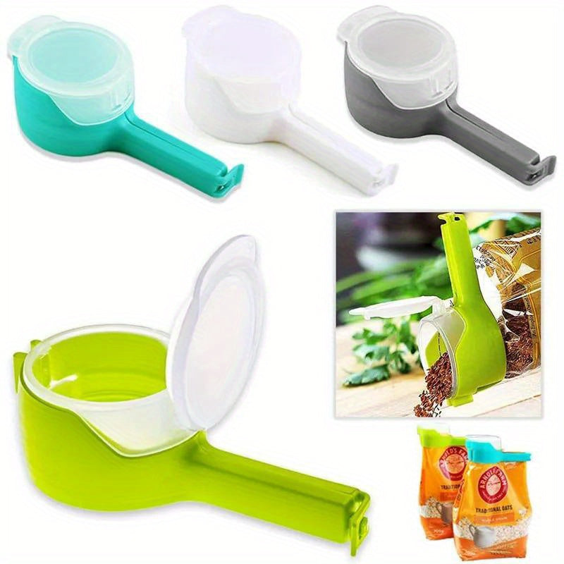 Multi-Purpose Kitchen Clip with Pour Spout for Food Storage and Sealing