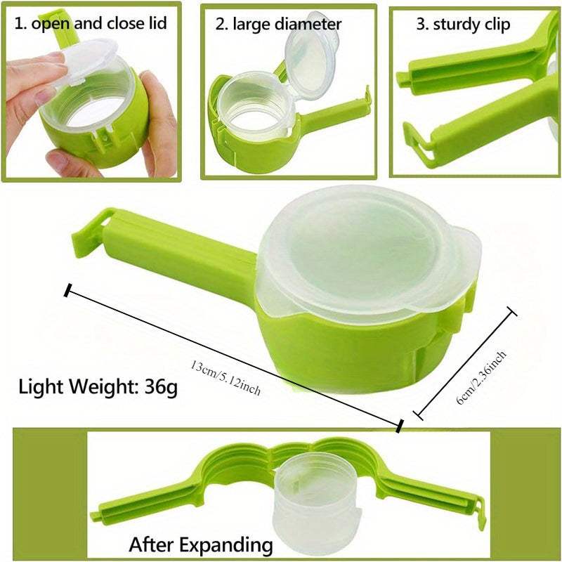 Multi-Purpose Kitchen Clip with Pour Spout for Food Storage and Sealing