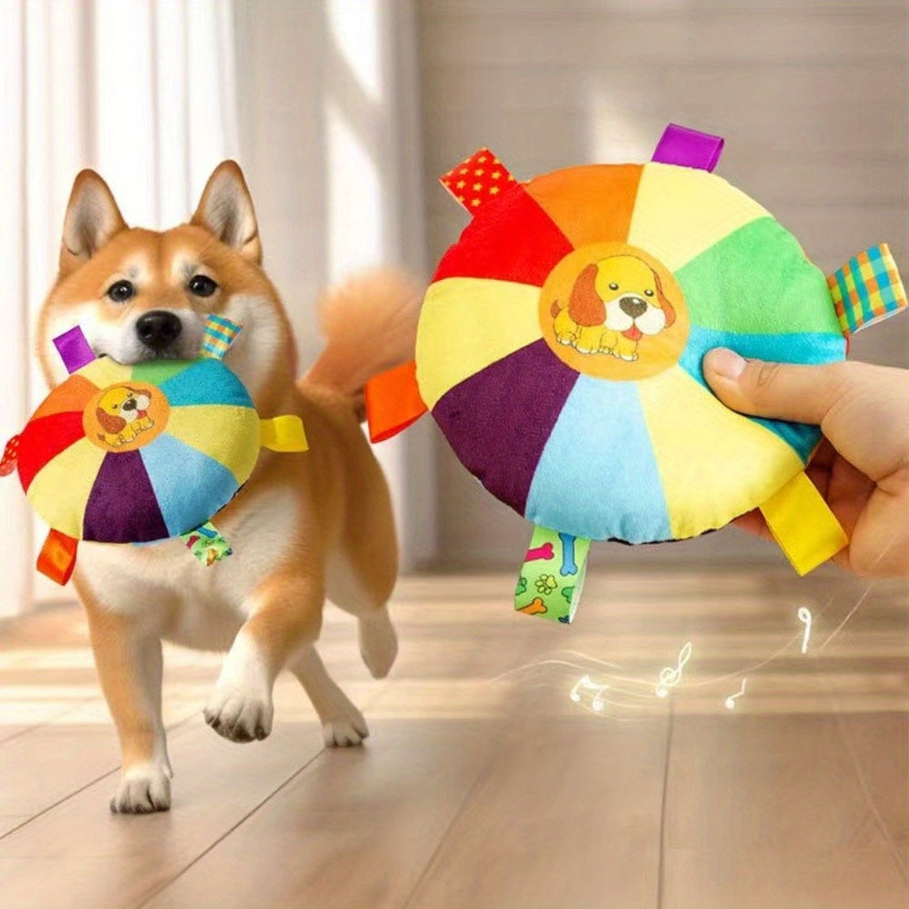 Plush Squeaky Dog Toy with Cartoon Pattern Durable Interactive All Breed Sizes