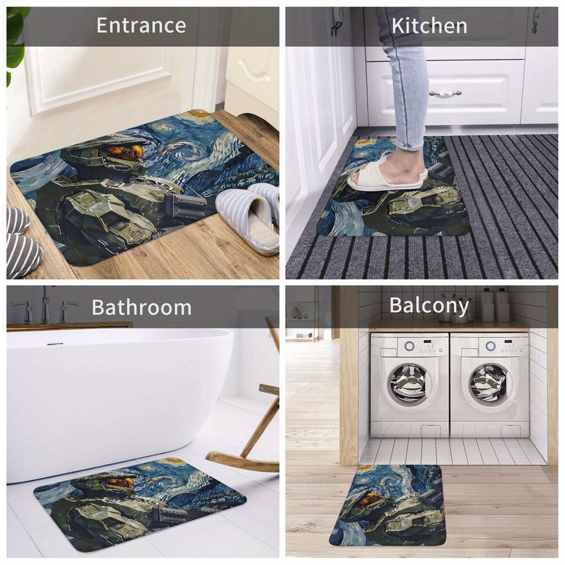 Pop Culture Halo Master Chief Doormat Polyester Rug Anti-Slip Entryway Living Room