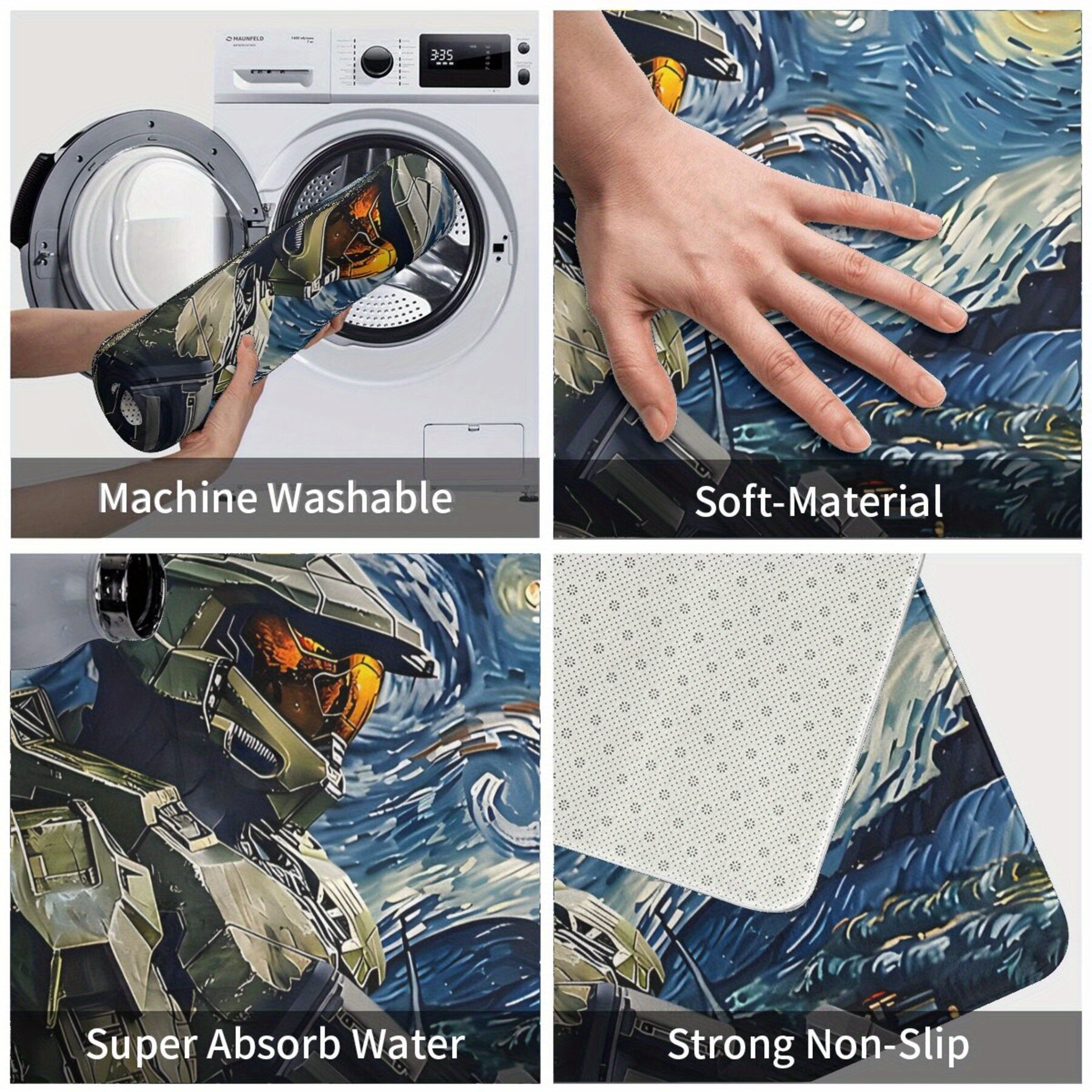 Pop Culture Halo Master Chief Doormat Polyester Rug Anti-Slip Entryway Living Room