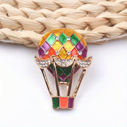 Hot Air Balloon Brooch Rhinestones Cartoon Pin for Suits Coats Bags