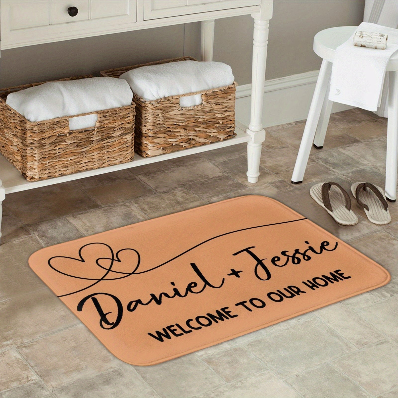 Barqaror Polyester Doormat Maxsus Ism Qaytmaslik Ichki Mat Toʻgʻri Rangli Toʻrtburchak