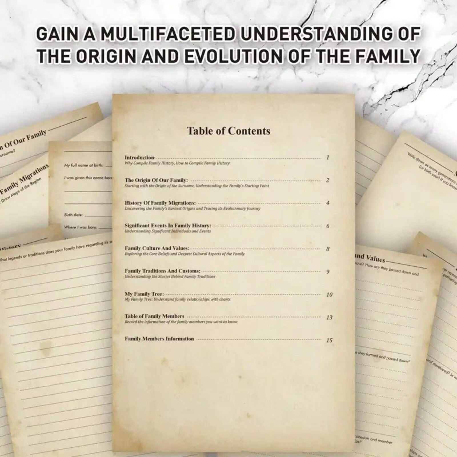 Книга записи семейной истории, спиральное переплетение, английская генеалогия, семейное дерево, документация, подарок