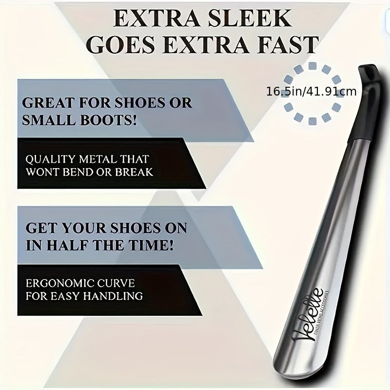 Extra-Long Stainless Steel Shoehorn with Slip-Resistant Handle for Seniors