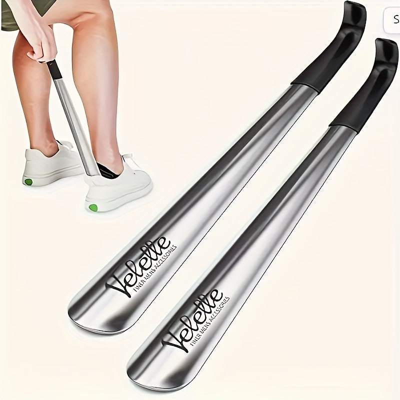 Extra-Long Stainless Steel Shoehorn with Slip-Resistant Handle for Seniors