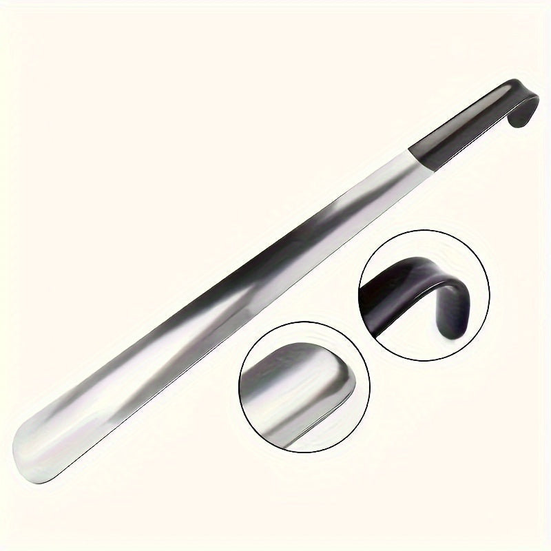 Extra-Long Stainless Steel Shoehorn with Slip-Resistant Handle for Seniors