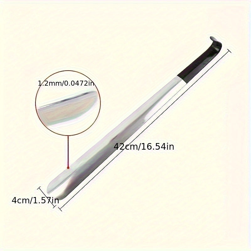 Extra-Long Stainless Steel Shoehorn with Slip-Resistant Handle for Seniors