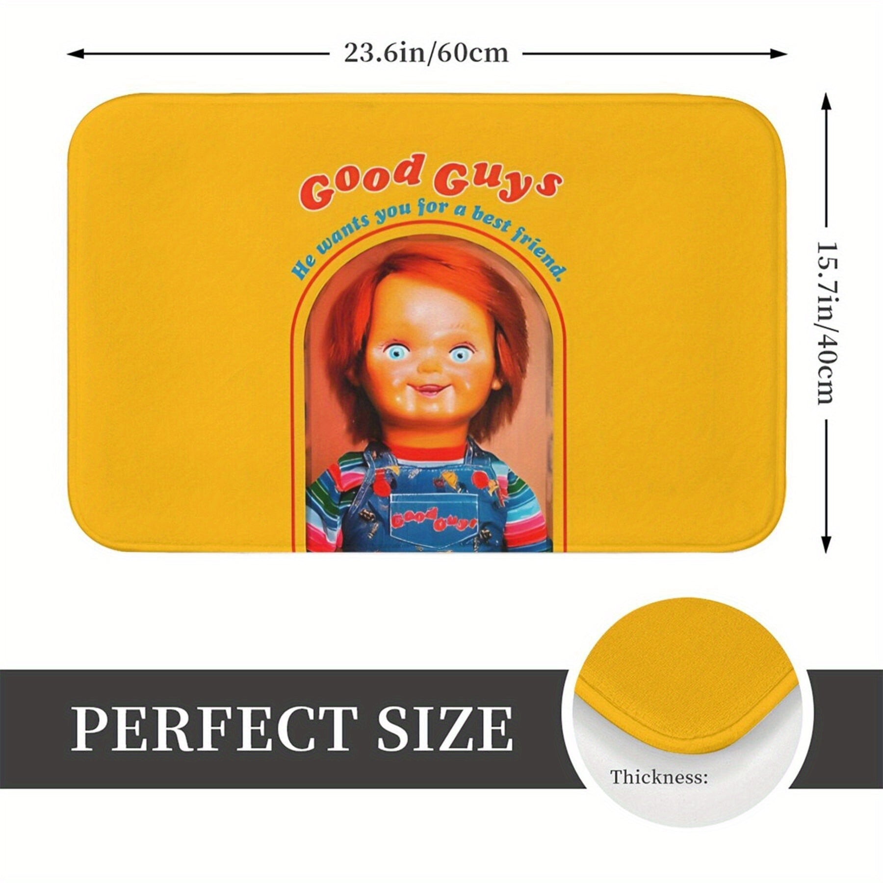 Chucky ilhomlantirgan toʻrtburchakli yopishqoqsiz polyester qabul qilish gilamchasi