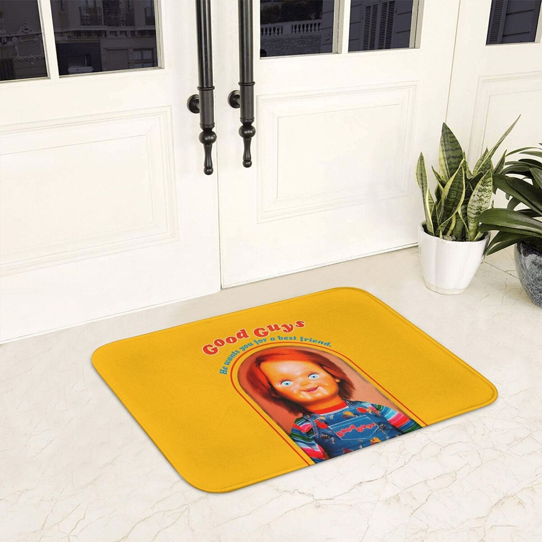 Chucky ilhomlantirgan toʻrtburchakli yopishqoqsiz polyester qabul qilish gilamchasi