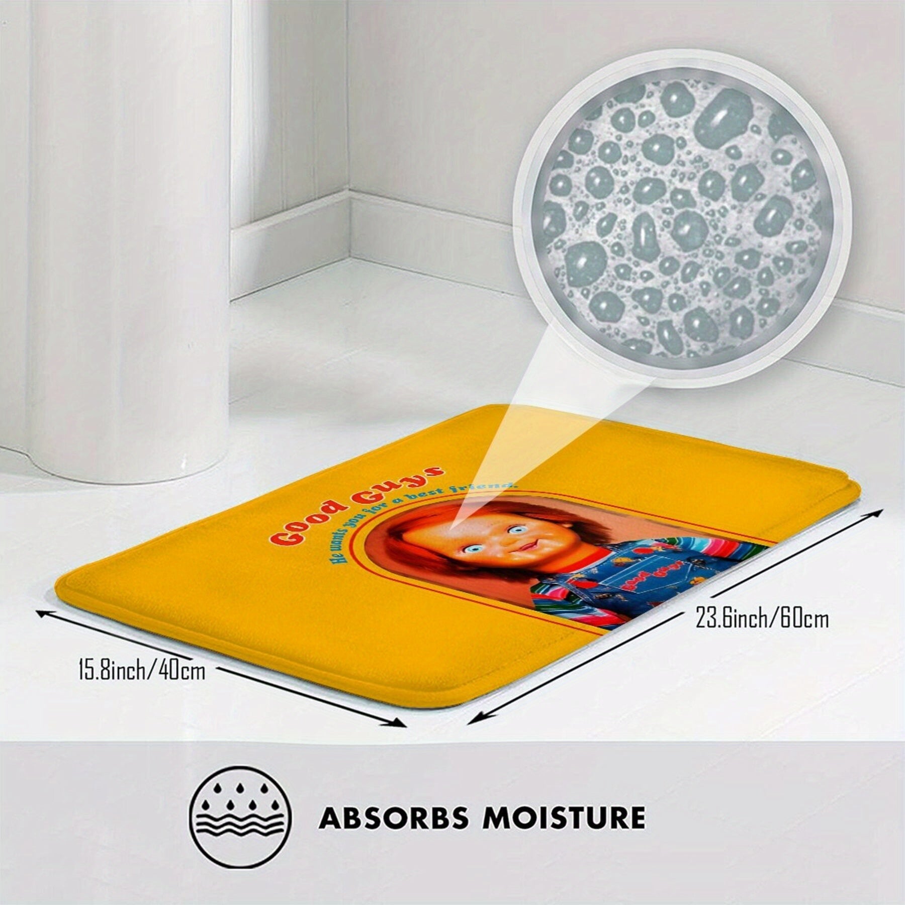 Chucky ilhomlantirgan toʻrtburchakli yopishqoqsiz polyester qabul qilish gilamchasi