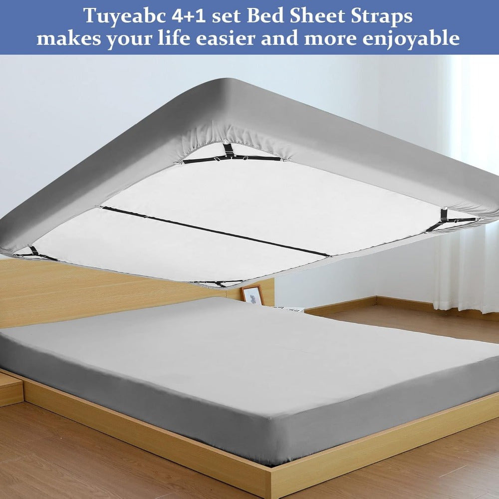 Sheet Holding Straps Set 5 Pieces Fitted Sheet Clips Elastic Corner Holders