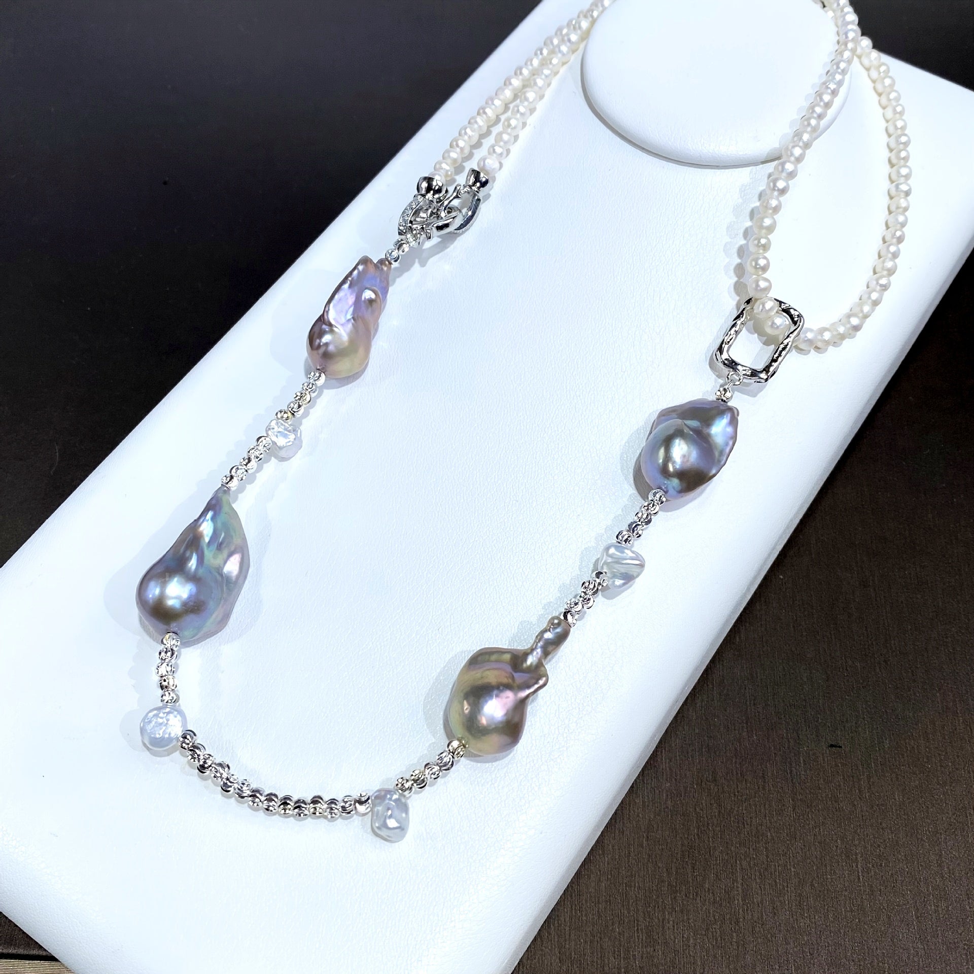 Grey Baroque Freshwater Pearl Necklace for Women Elegant Casual Jewelry
