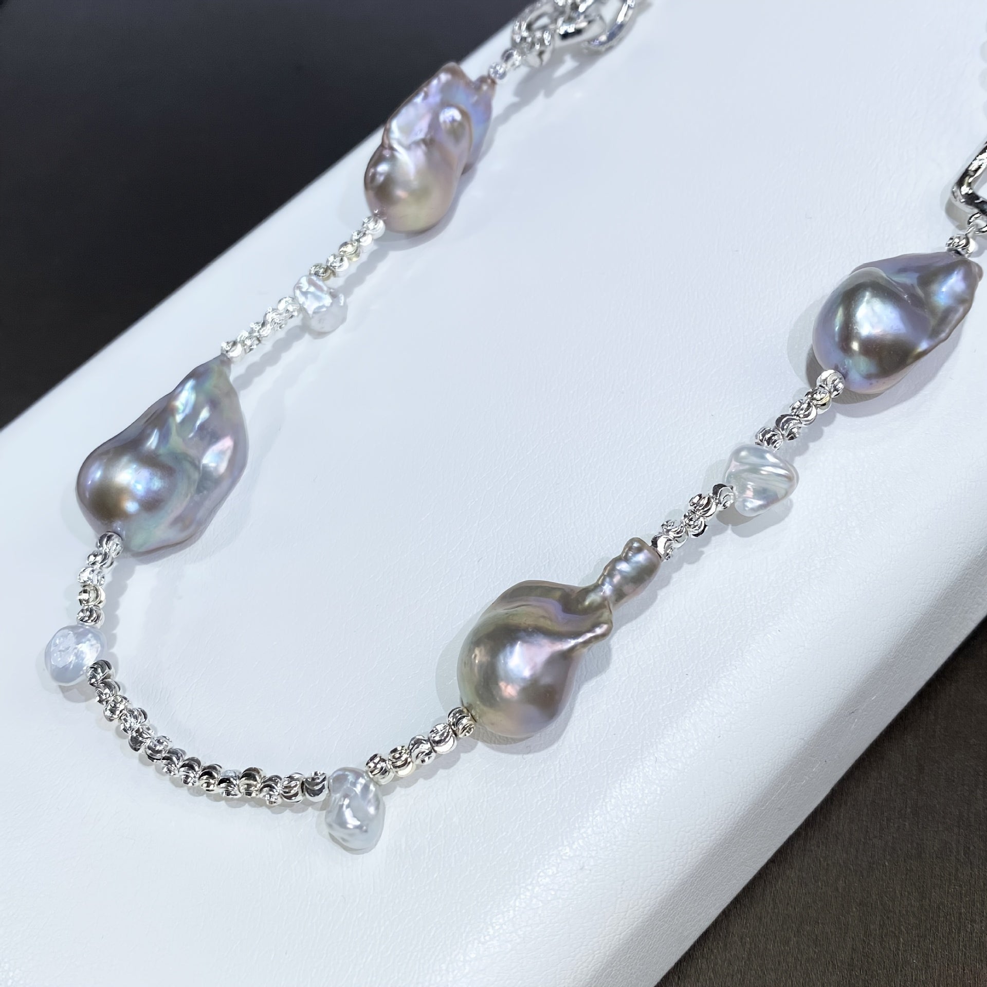 Grey Baroque Freshwater Pearl Necklace for Women Elegant Casual Jewelry
