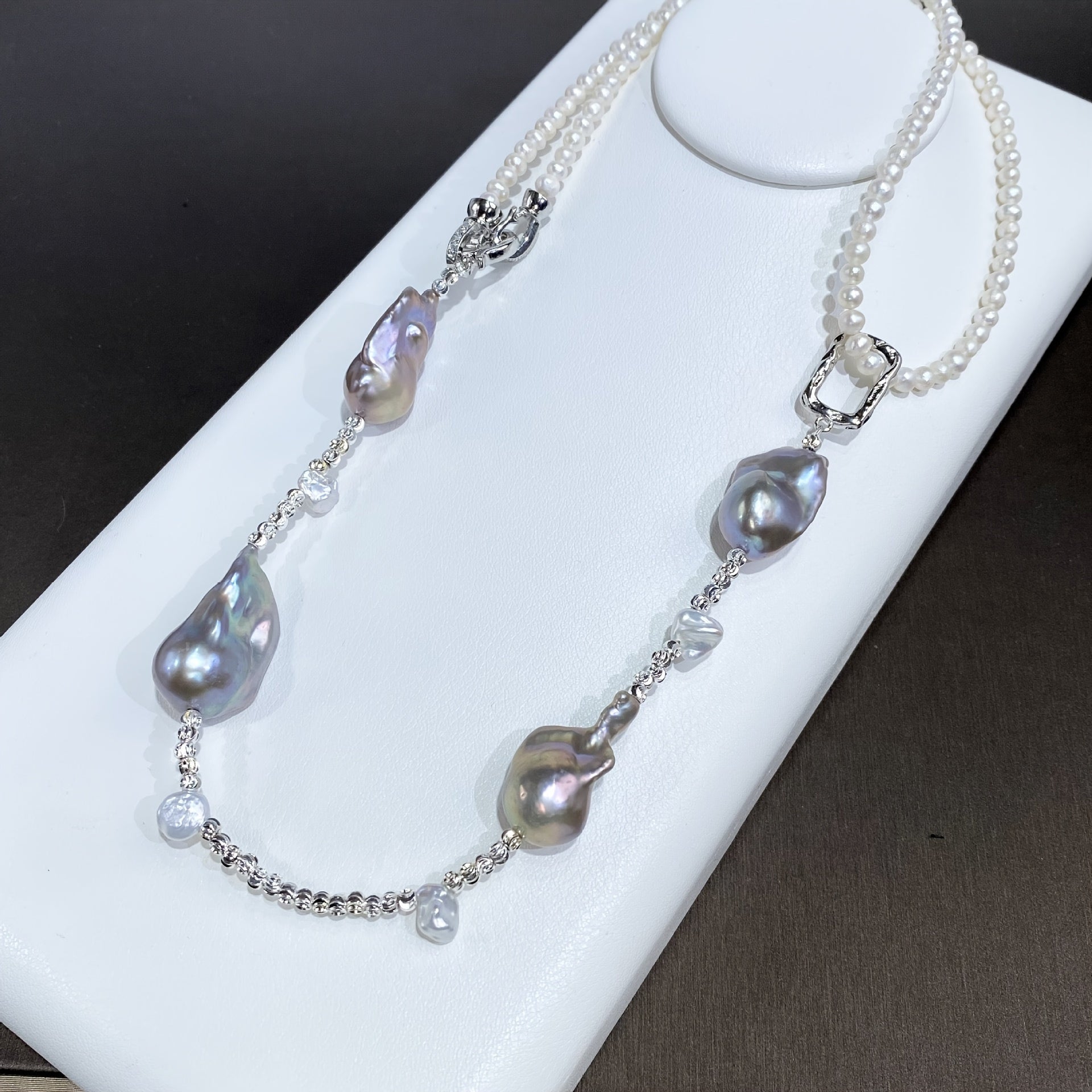 Grey Baroque Freshwater Pearl Necklace for Women Elegant Casual Jewelry