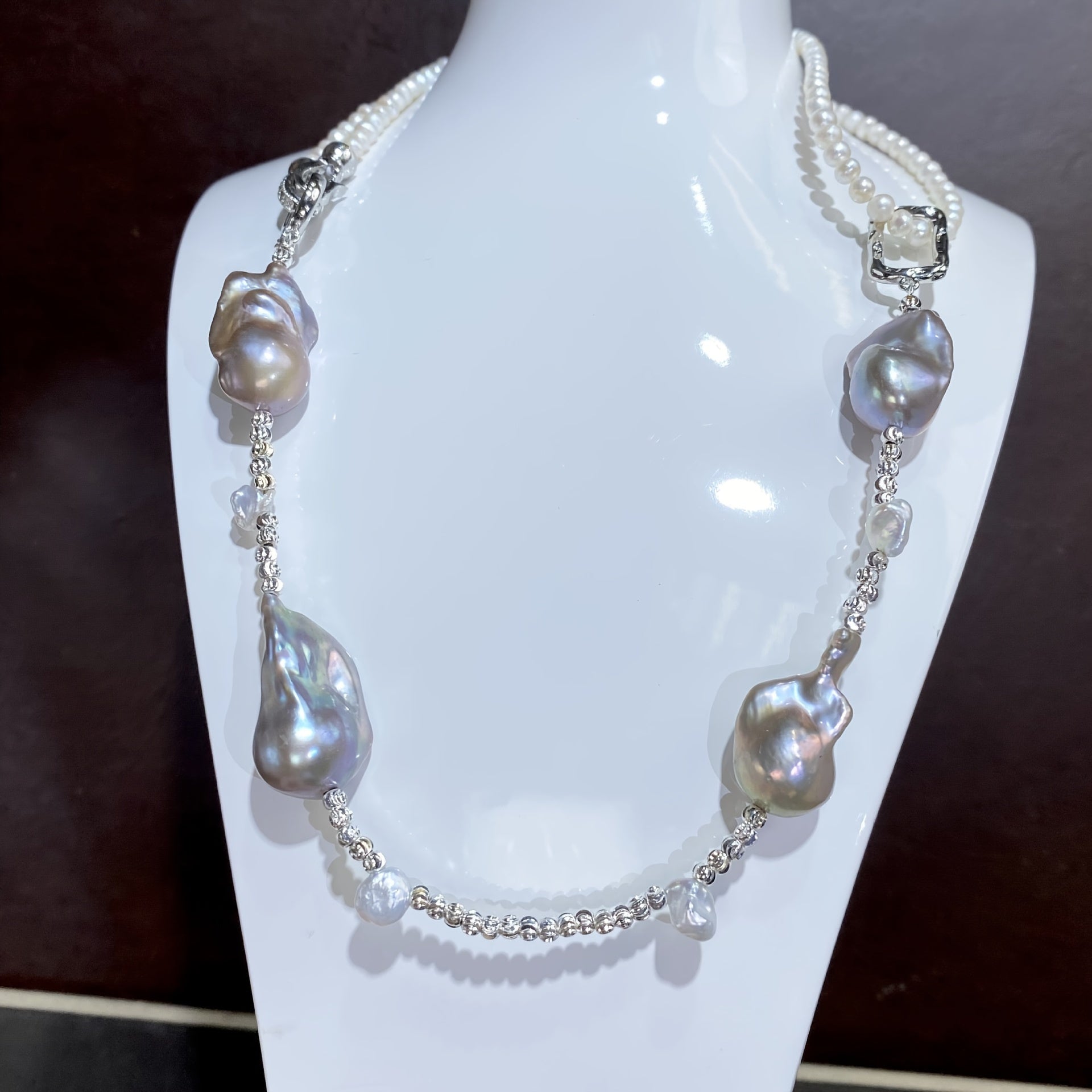 Grey Baroque Freshwater Pearl Necklace for Women Elegant Casual Jewelry