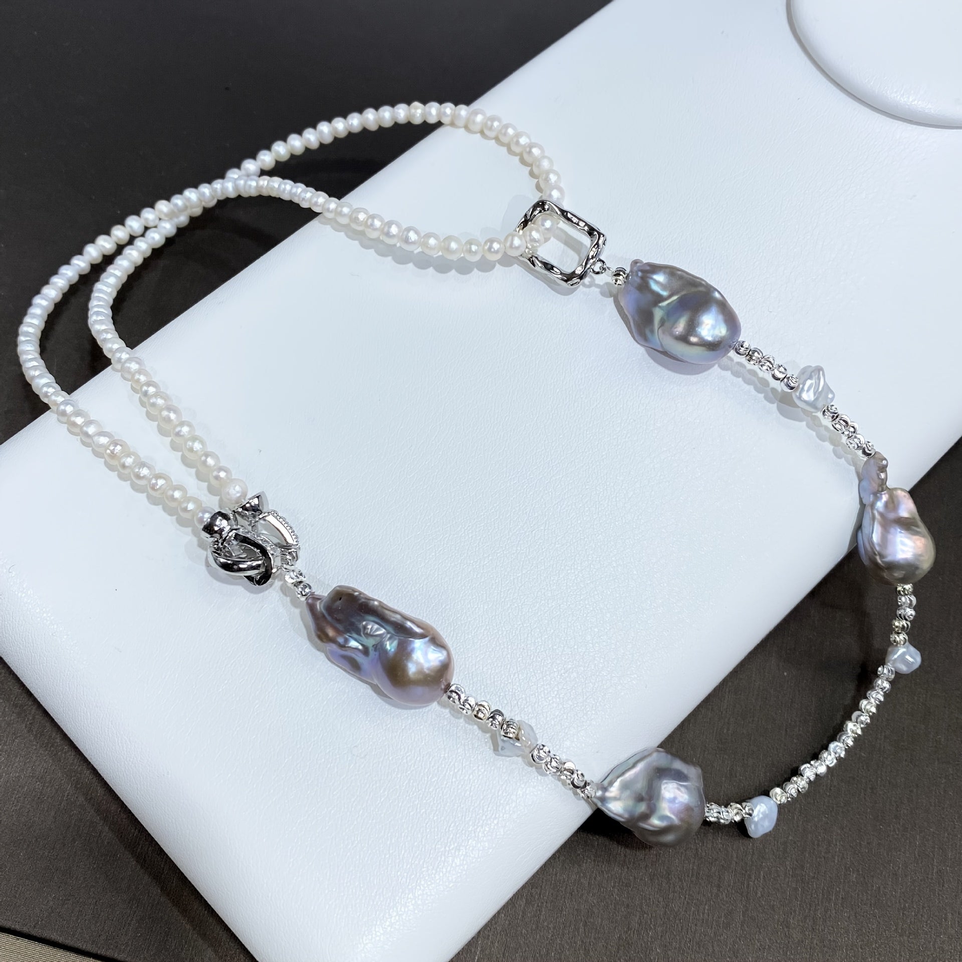 Grey Baroque Freshwater Pearl Necklace for Women Elegant Casual Jewelry
