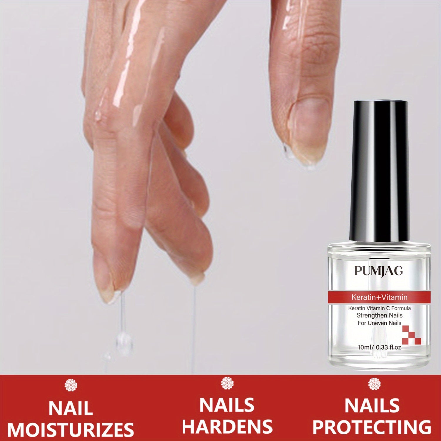 Nail Strengthener with Keratin and Vitamins for Hardening and Gloss Enhancement 10ml