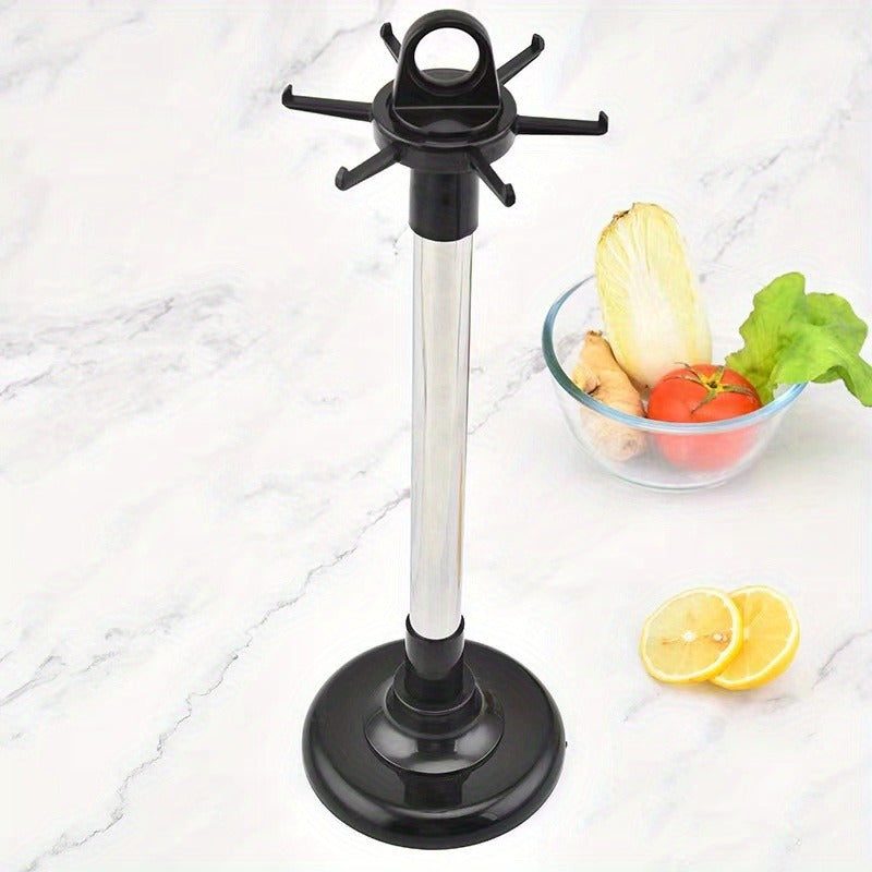 Rotating Kitchen Utensil Holder with 6 Hooks, Space-Saving, No Drilling Needed