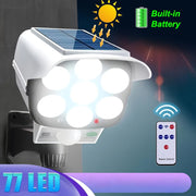 Foco LED alimentado por energía solar con sensor de movimiento 77 LEDs a prueba de agua para jardín, porche, patio, entrada