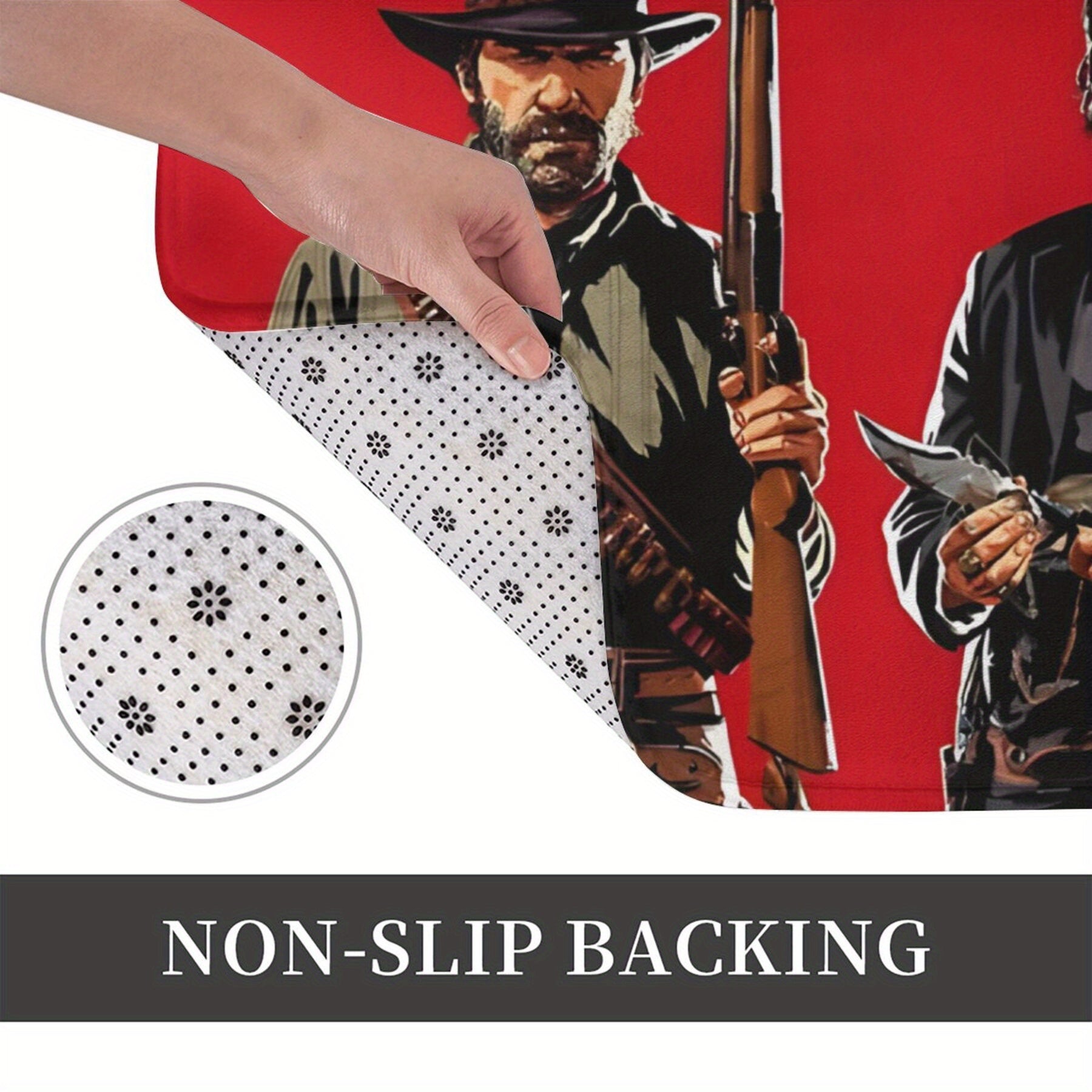 Rectangular Polyester Carpet with Character Design Non-Slip Balcony Rug