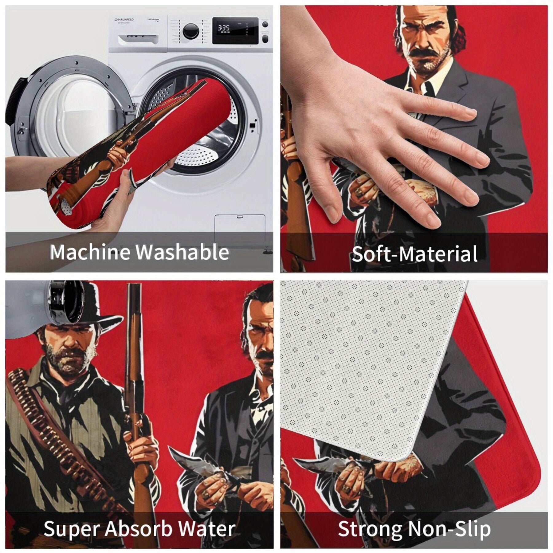 Rectangular Polyester Carpet with Character Design Non-Slip Balcony Rug