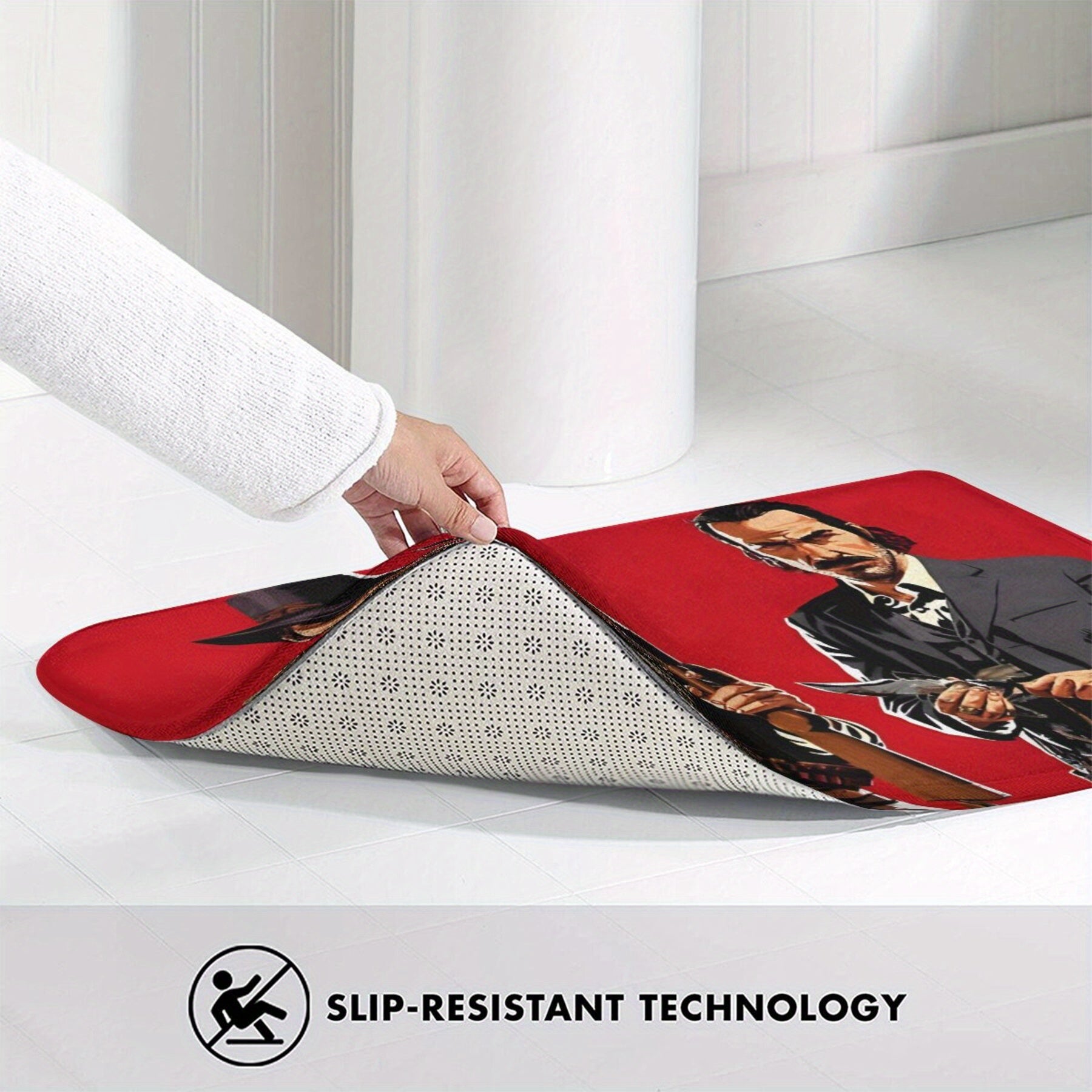 Rectangular Polyester Carpet with Character Design Non-Slip Balcony Rug