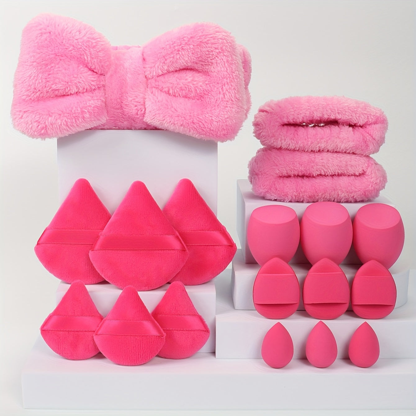 18-Piece Makeup Sponge and Brush Set with Puffs and Accessories for All Skin Types