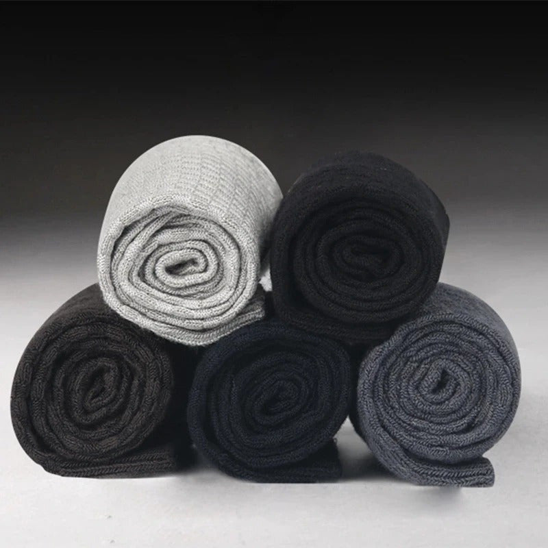 Men's Bamboo Fiber Mid Tube Socks 5 Pairs Casual Business Breathable