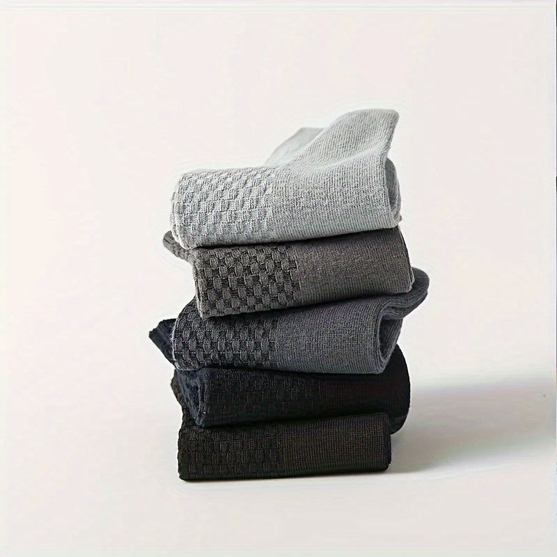 Men's Bamboo Fiber Mid Tube Socks 5 Pairs Casual Business Breathable