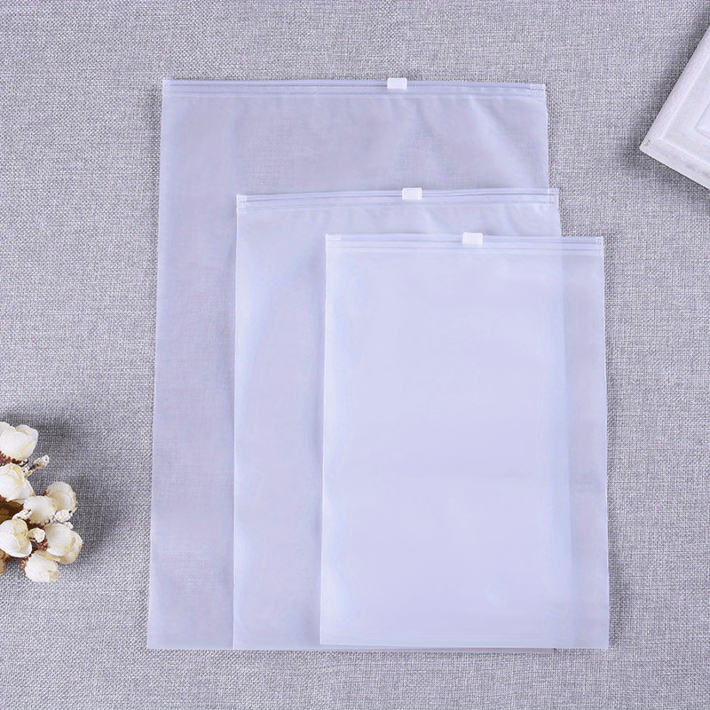 Pack of 10 Clear Frosted Zipper Bags Self-Sealing PVC Pouches for Clothing Storage