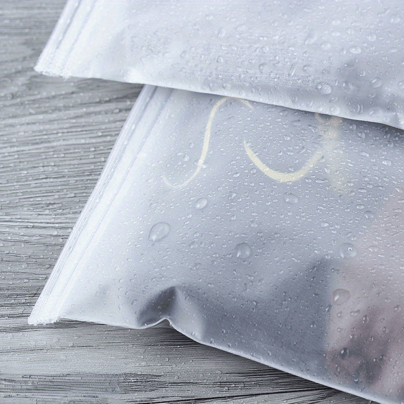 Pack of 10 Clear Frosted Zipper Bags Self-Sealing PVC Pouches for Clothing Storage