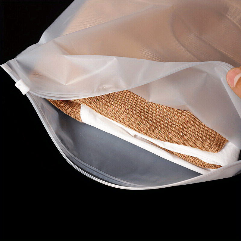 Pack of 10 Clear Frosted Zipper Bags Self-Sealing PVC Pouches for Clothing Storage