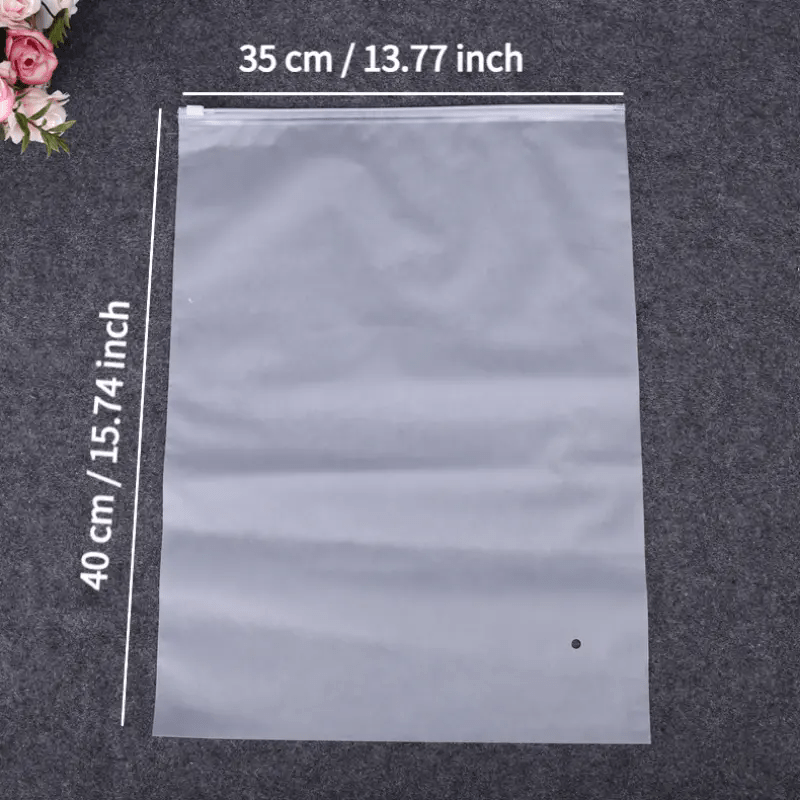 Paquete de 10 bolsas con cremallera transparentes y esmeriladas, fundas de PVC autoadhesivas para almacenamiento de ropa