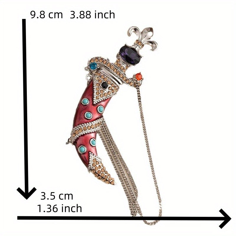 Vintage Crystal Dagger Brooches with Drip Oil Finish and Pine Buckles