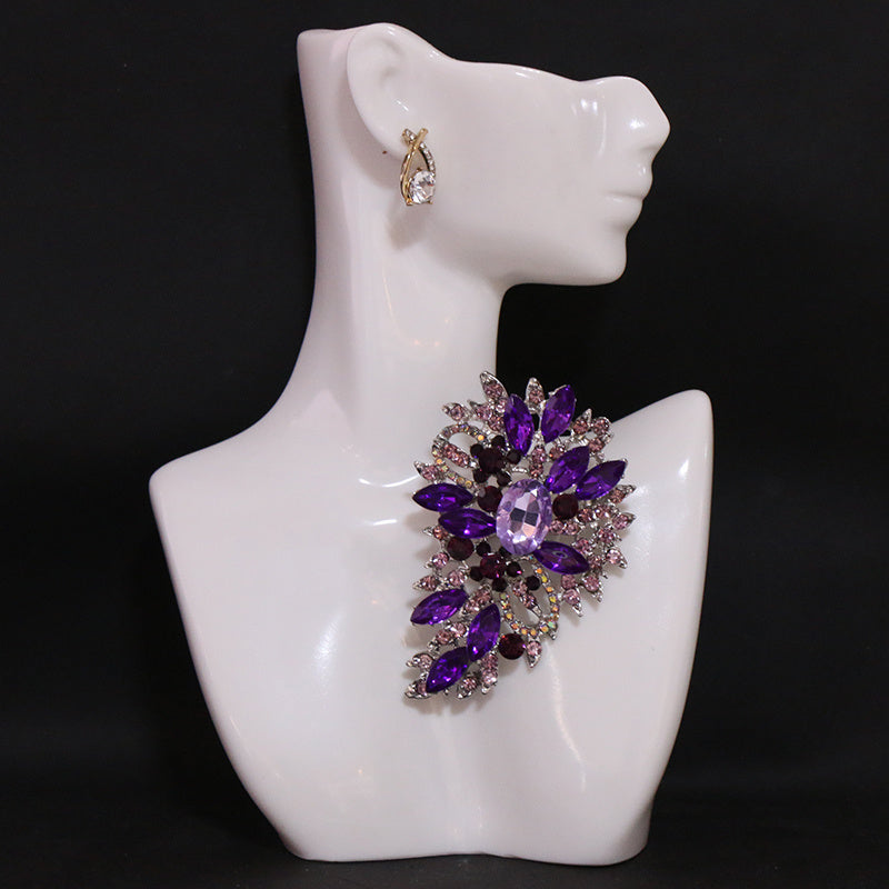 Women’s Rhinestone Brooch Crystal Pin Irregular Shape Luxurious Style