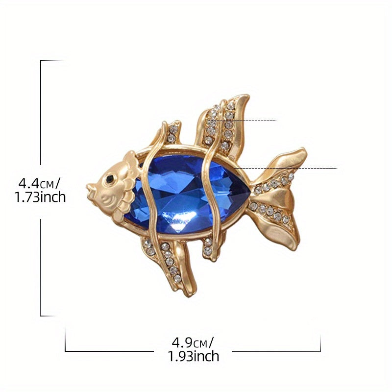 Crystal Goldfish Brooch Pin for Women and Men Sea Creature Jewelry Cute Animal Accessory