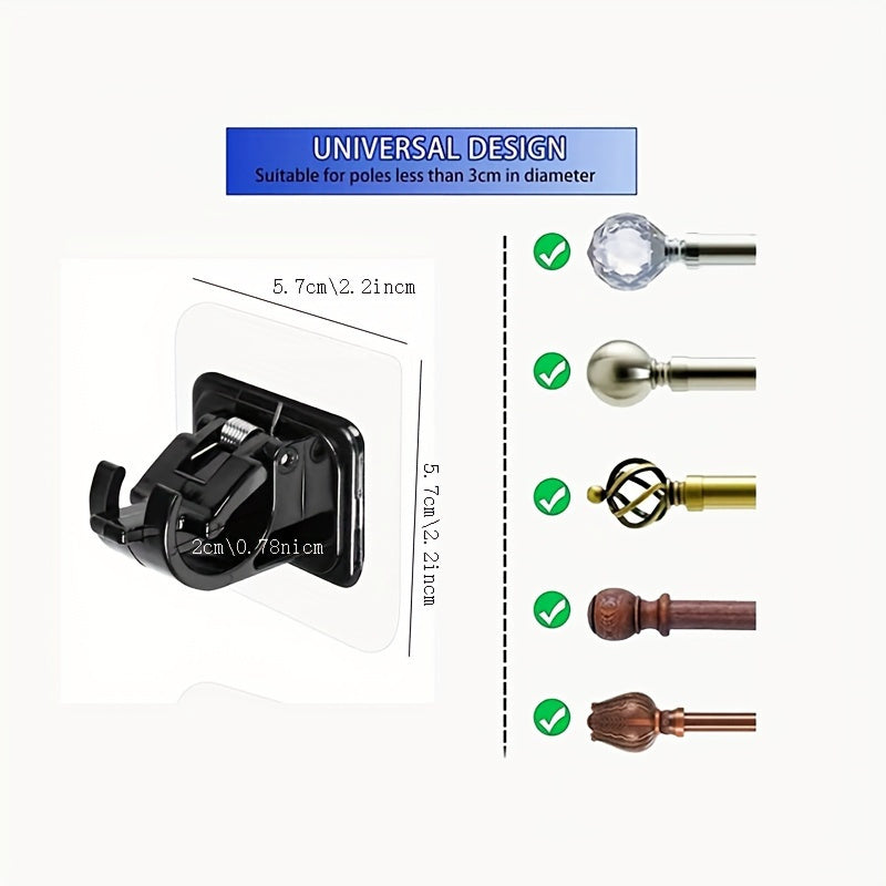 Juego de 4 soportes para cortinas Easy Hang Sin taladro, instalación sin daños