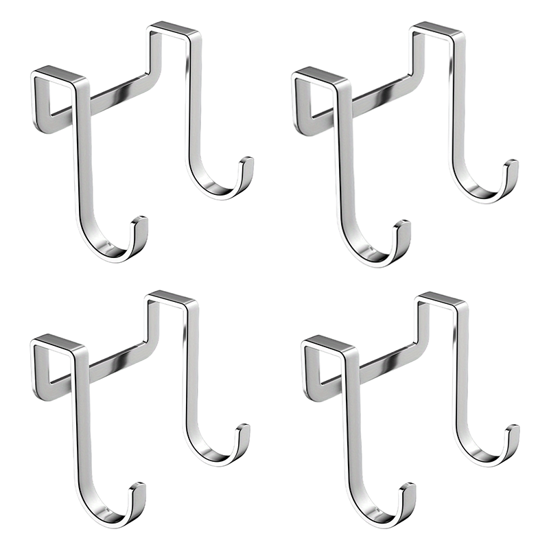 Set of 4 Rustproof Stainless Steel Double S Hooks for Wall Mounting in Kitchen or Bathroom Cabinets
