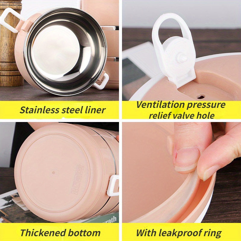 Одна металлическая ланч-бокс из нержавеющей стали с 1-2 слоями для изоляции, большой объем, круглая форма