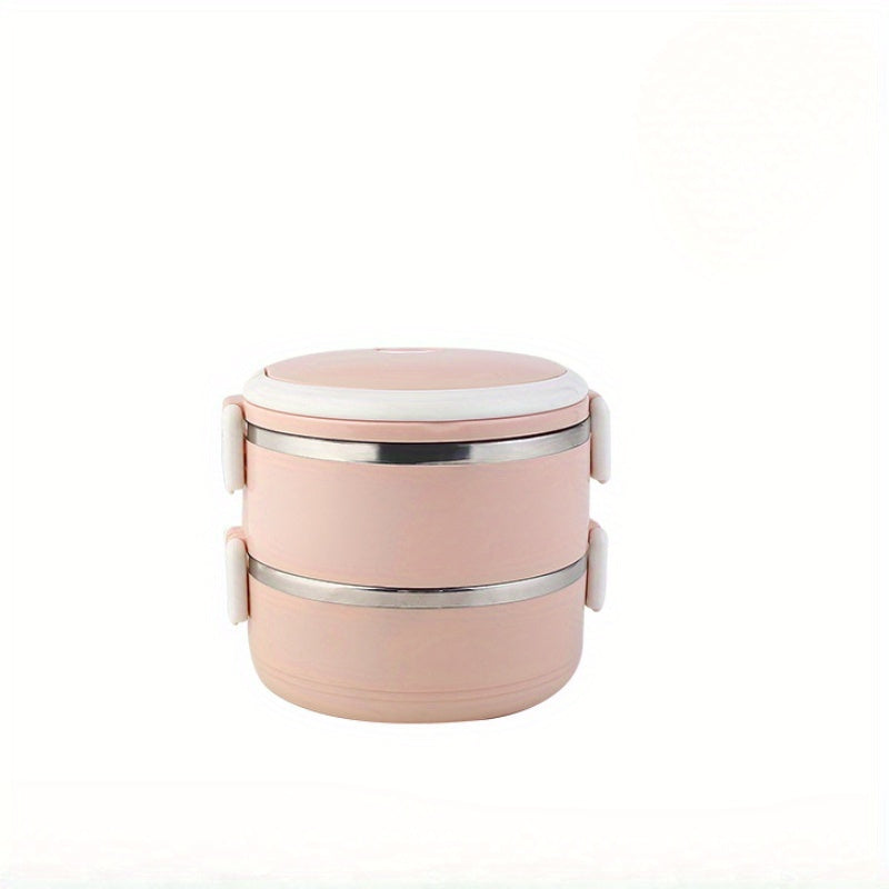 Одна металлическая ланч-бокс из нержавеющей стали с 1-2 слоями для изоляции, большой объем, круглая форма