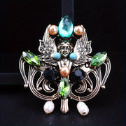 Vintage Style Oil Drop Jewelry Set with Pearl and Angel Wing Brooch