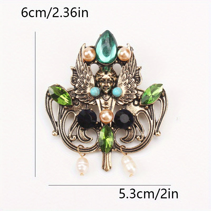 Vintage Style Oil Drop Jewelry Set with Pearl and Angel Wing Brooch