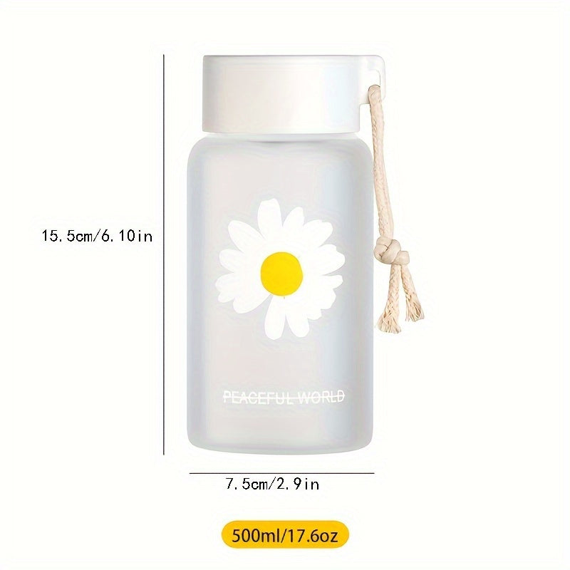 Leakproof Water Bottle with Chrysanthemum Print BPA-Free Plastic for School Outdoor Use