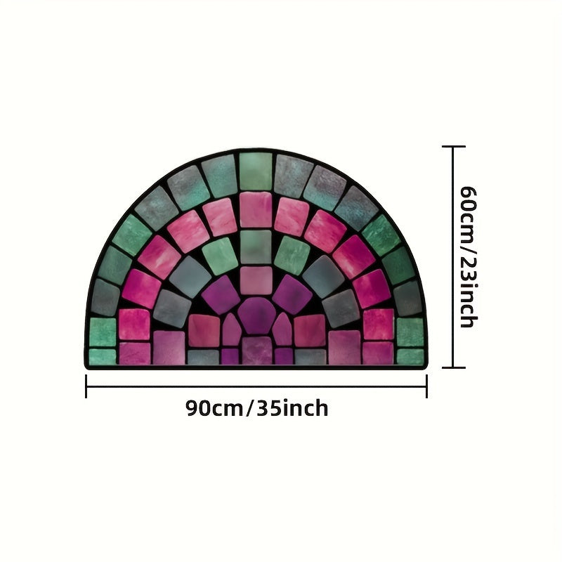 Poliester geometrik eshik matosi, sirpanmaydigan orqa qismi bilan, ichki foydalanish uchun uy bezaklari, veranda yoki yashash xonasi uchun mos. Yumshoq, qalin va qo'l bilan yuvilishi mumkin.
